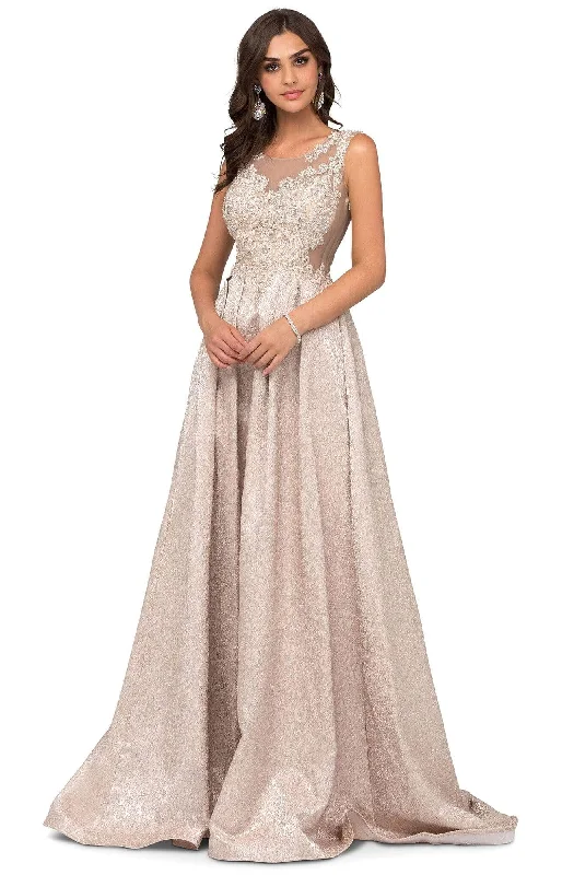 Cecilia Couture - 1448 Embroidered Jewel Neck A-line Gown