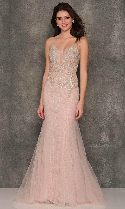 Dave & Johnny A10388 - Embellished Bodice Plunging Neck Prom Dress