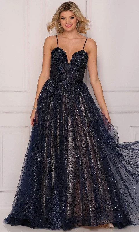 Dave & Johnny A9967 - Sequined Tulle Embellished Evening Gown