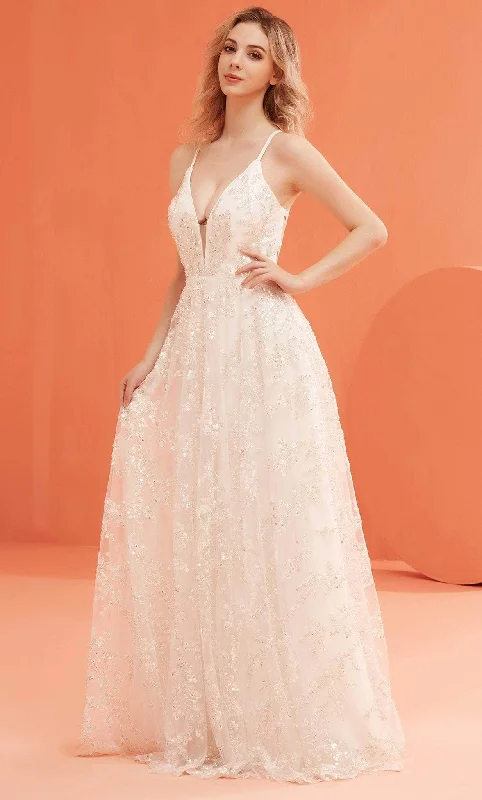 J'Adore Dresses J22012 - Beaded V-Neck A-Line Prom Gown