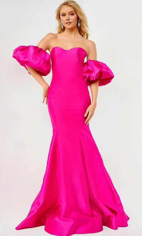 JVN by Jovani JVN22830 - Puffed Sleeve Mermaid Prom Dress