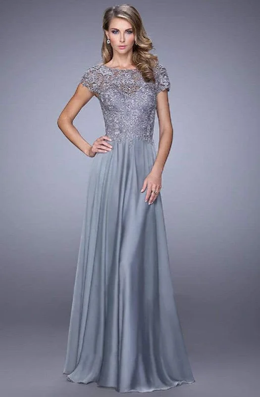 La Femme - 21627 Illusion Lace Chiffon Gown