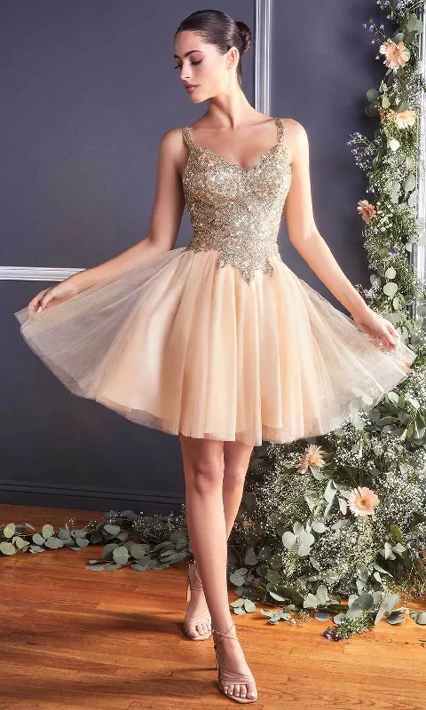 Ladivine 9239 - Sequin Appliqued A-Line Cocktail Dress