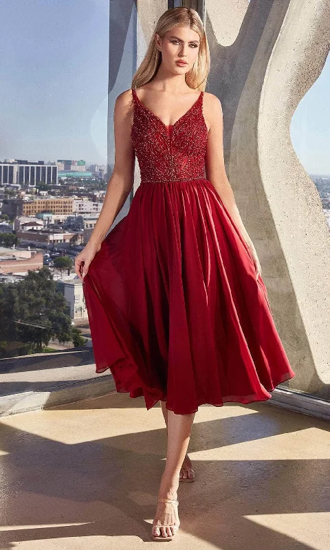 Ladivine CD0225 - Beaded V-Neck Cocktail Dress