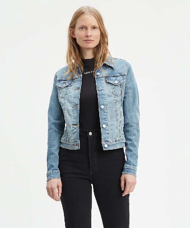 Levi's Women's Original Trucker Jacket - Light Stonewash Denim Fabric Leather Fabric Suede Fabric Levi's Women's Original Trucker Jacket - Light Stonewash Denim Fabric Leather Fabric Suede Fabric