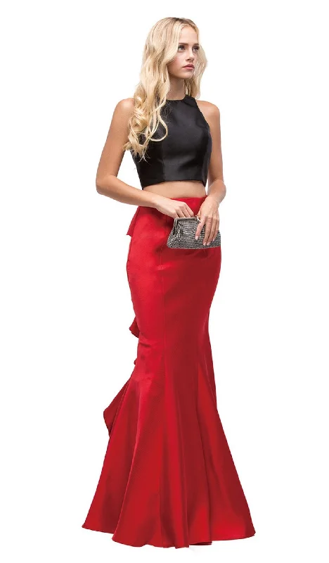 Dancing Queen - 9767 Two Piece Trumpet Silhouette Prom Dress with Ruffled Back