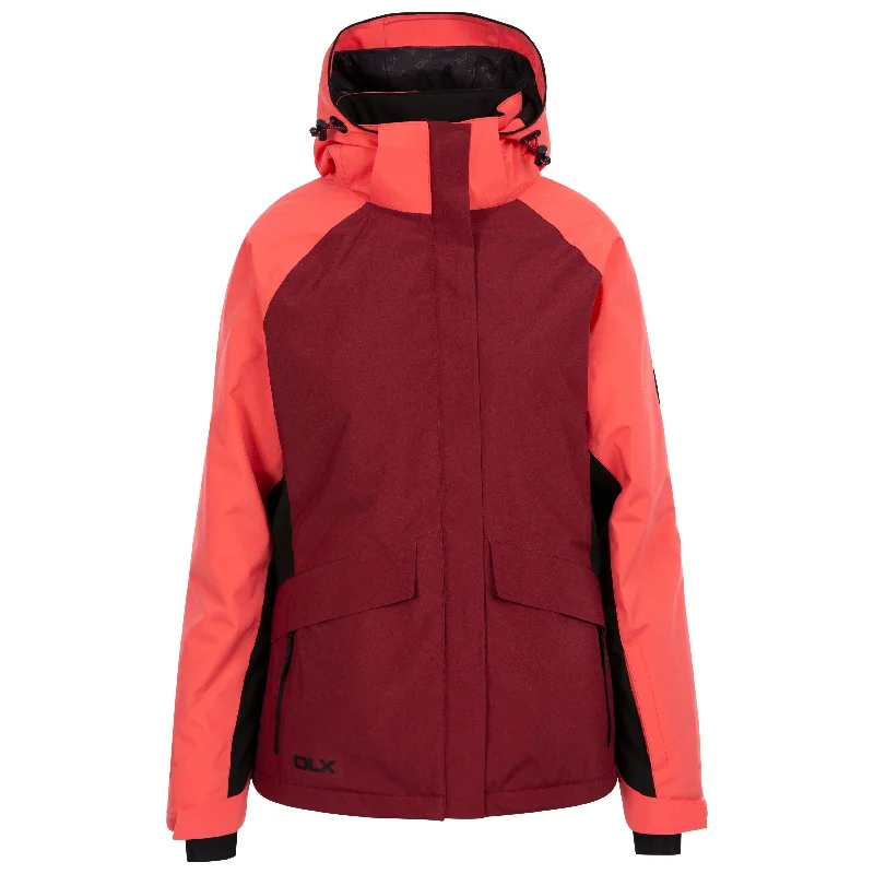 Ursula DLX Women's Padded Ski Jacket in Dark Cherry Front Pockets Side Pockets Patch Pockets Ursula DLX Women's Padded Ski Jacket in Dark Cherry Front Pockets Side Pockets Patch Pockets