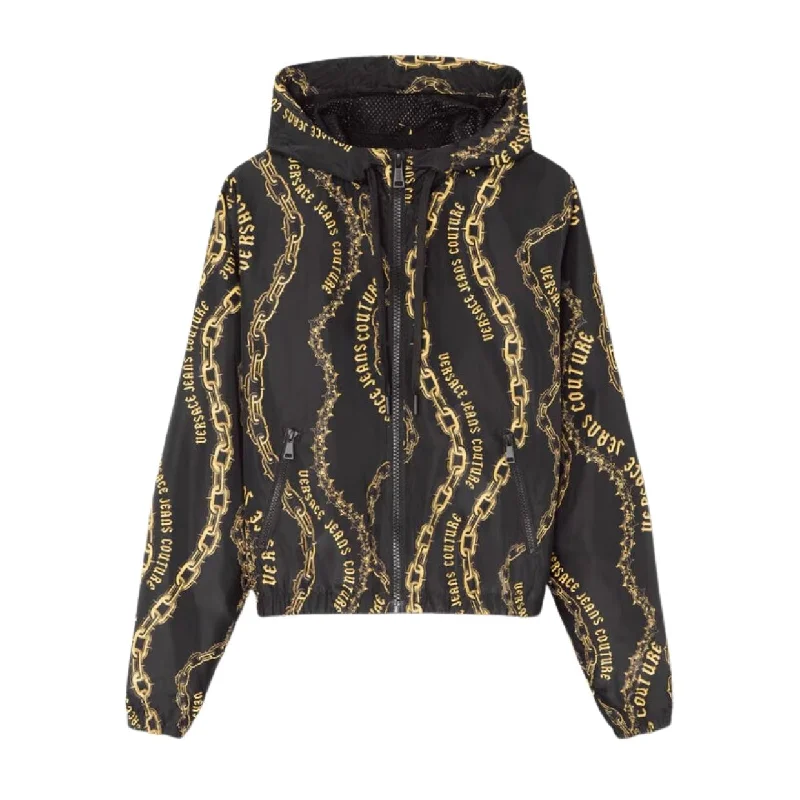 Versace Jeans Couture Chain Couture Black & Gold Windbreaker Jacket Anorak Shell Jacket Lightweight Jacket Versace Jeans Couture Chain Couture Black & Gold Windbreaker Jacket Anorak Shell Jacket Lightweight Jacket