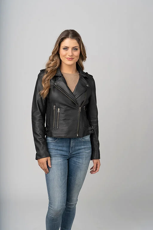 Women’s Black Sheepskin Leather Biker Jacket Toggled Jacket Drawstring Jacket Belted Jacket Women’s Black Sheepskin Leather Biker Jacket Toggled Jacket Drawstring Jacket Belted Jacket