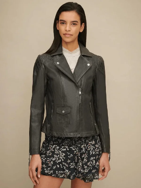 Women’s Classic Black Sheepskin Leather Biker Jacket Rayon Fabric Velvet Fabric Corduroy Fabric Women’s Classic Black Sheepskin Leather Biker Jacket Rayon Fabric Velvet Fabric Corduroy Fabric