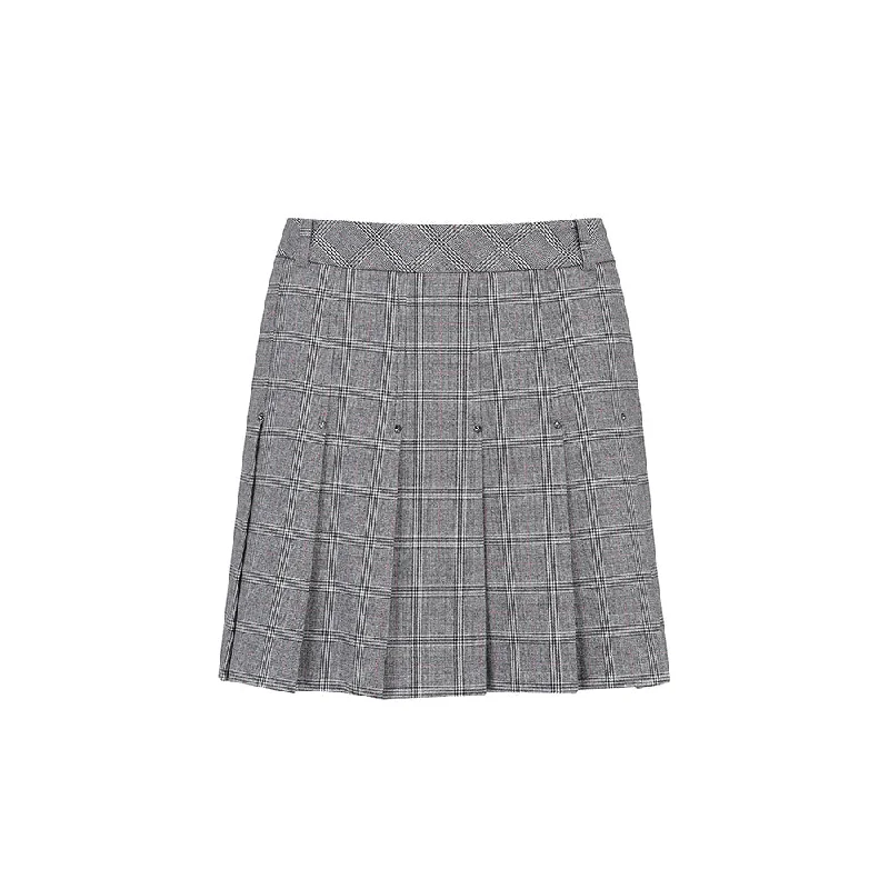 ANEW 22FW WOMEN CHECK PATTERN SKIRT linen skirt breathable