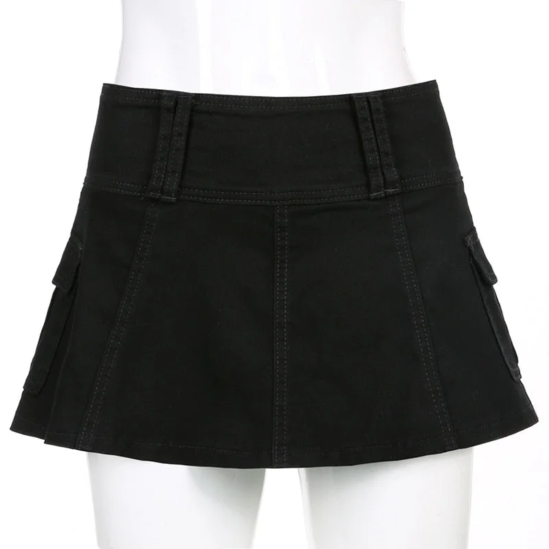 Casual Zipper Fly Short Denim Skirt Summer Low Waist Mini Jeans Skirt mini skirt trendy