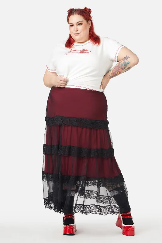 Curve Lock Picker Mesh Lace Skirt lightweight skirt design