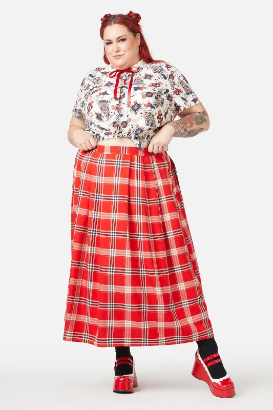 Curve Queen Of Cats Tartan Skirt chiffon skirt airy