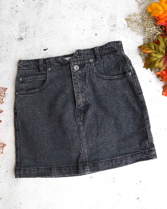 Free People - She's All That Denim Skirt in Black cashmere skirt rich