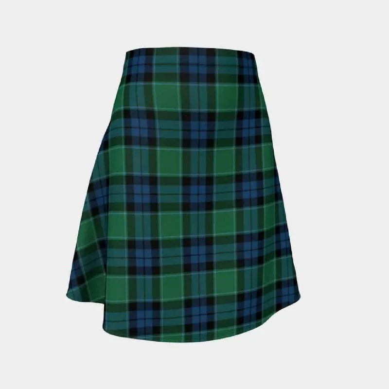 Graham of Menteith Ancient Tartan Flared Skirt silk skirt smooth