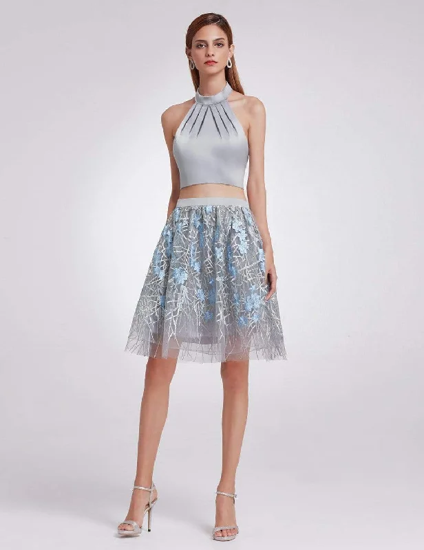 Halter Neck Crop Top and Skirt Set velvet skirt glossy