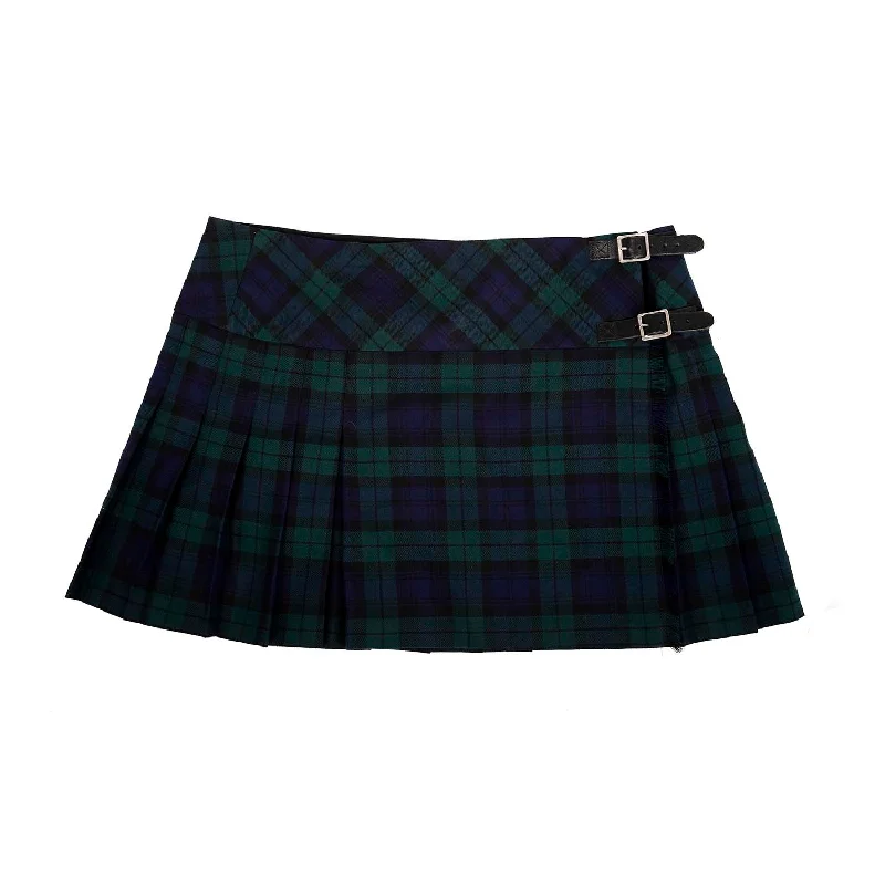 Ladies Tartan Billie Kilted Skirt Black Watch velvet skirt rich