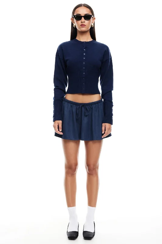 LIONESS Ghost Mini Skirt Navy silk skirt luxurious