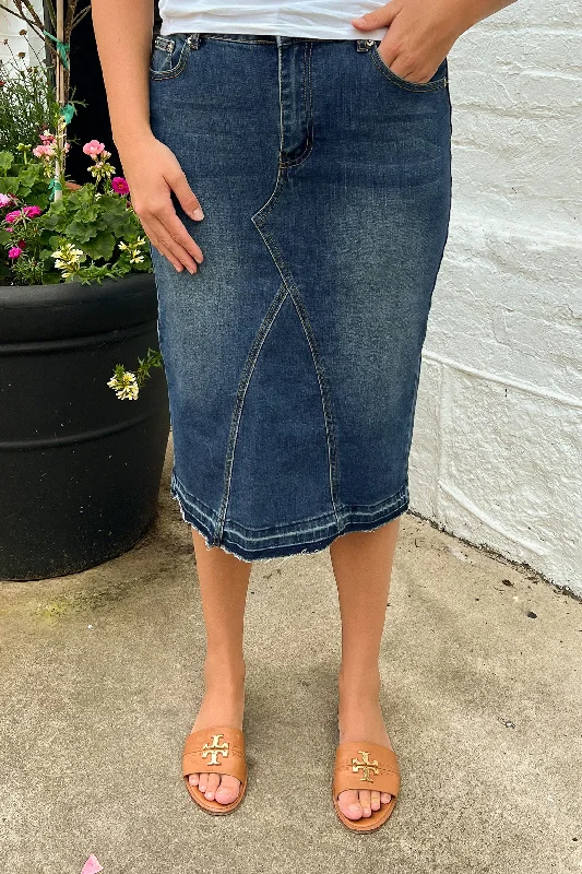 Maya Denim Skirt in Vintage Wash (Final Sale) silk skirt smooth