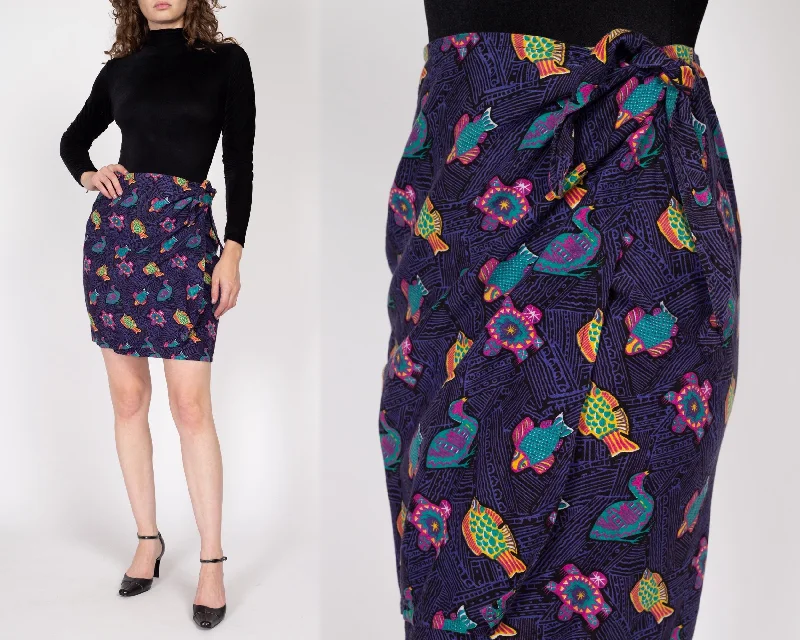 Med-Lrg 90s Tropical Fish & Turtle Print Mini Skirt cashmere skirt fine