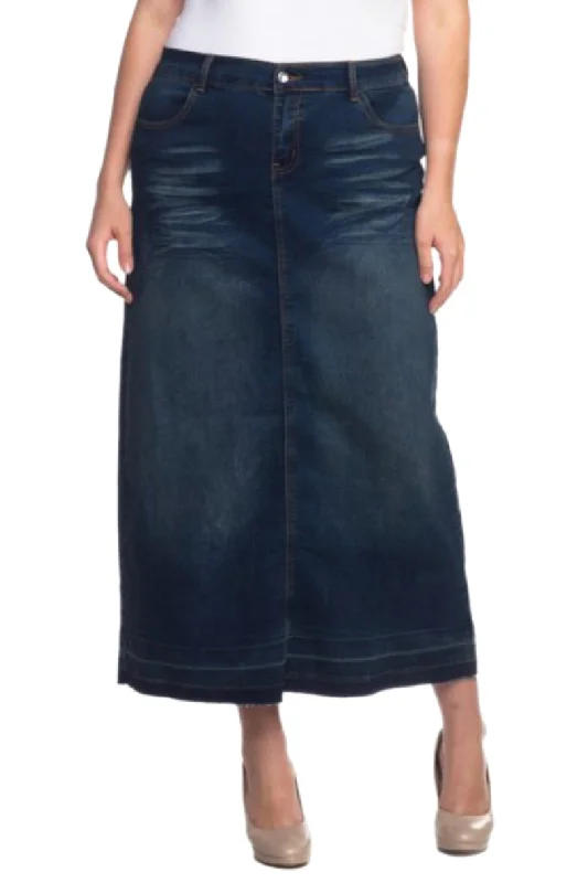 Plus Long Denim Skirt Style 86319X linen skirt light