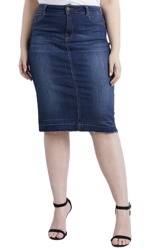 Plus Short Denim Skirt Style 1001 in Dark or Light Blue denim skirt classic