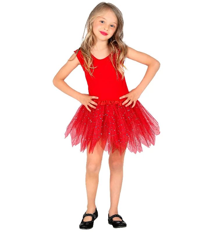 Sparkling Tutu Skirt Red Kids linen skirt natural