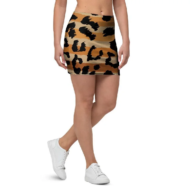 Striped Leopard Mini Skirt lace skirt romantic