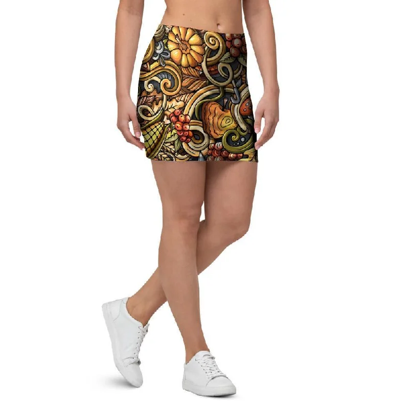 Sunflower Psychedelic Mini Skirt corduroy skirt cozy