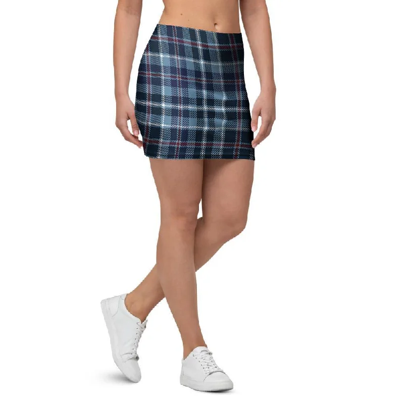 Tartan Blue Plaid Mini Skirt boho skirt vibe