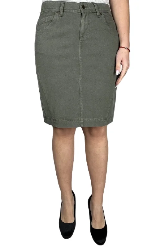 Twill Skirt Style 224-12G in Olive denim skirt casual