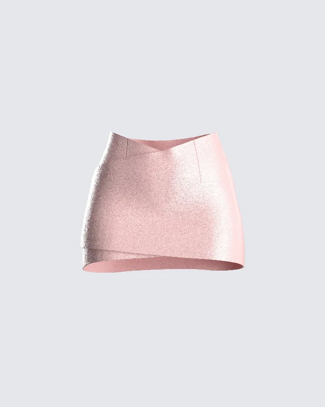 Jacque Pink Vegan Leather Skirt cashmere skirt plush
