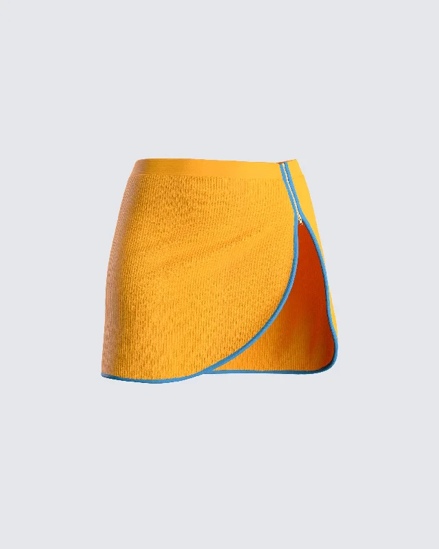 Riley Orange Mini Skirt denim skirt casual