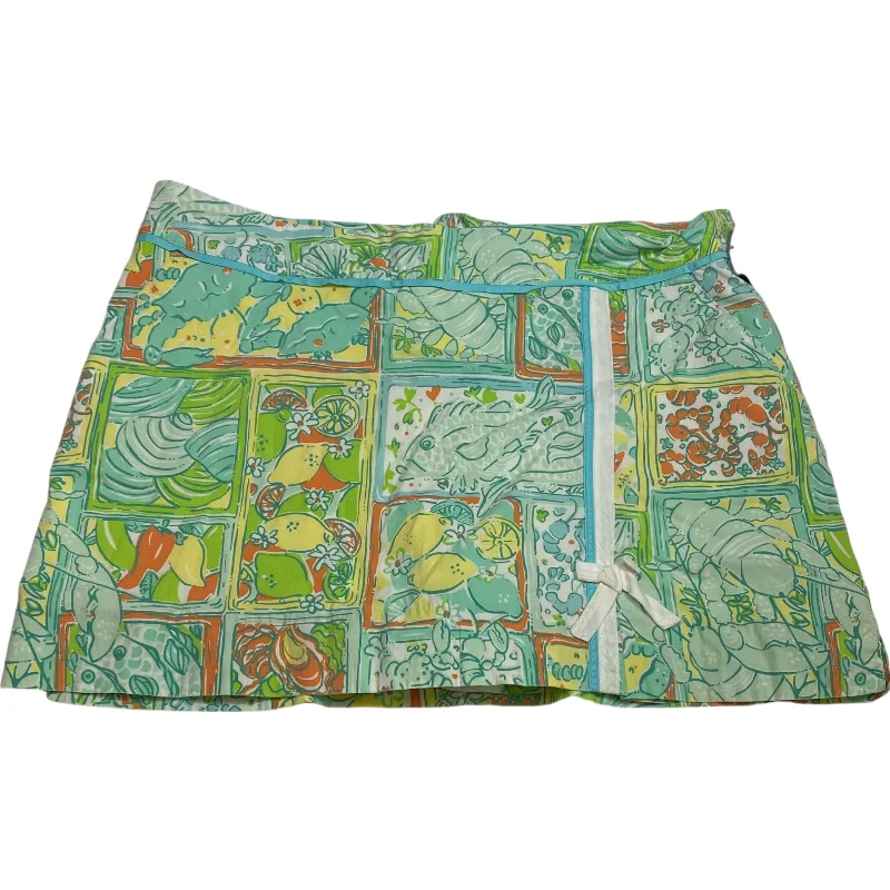 Skort Designer By Lilly Pulitzer In Multi-colored, Size: L ruffled skirt detail